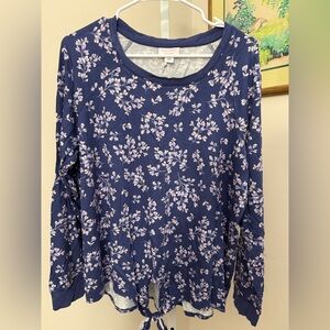 Lacey Chabert Long Sleeve Floral Tie Front Blouse. NWT. Size Large.